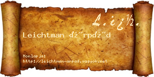 Leichtman Árpád névjegykártya